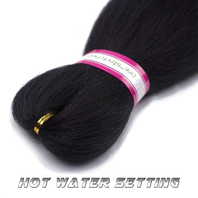 Pre Stretched Braiding Hair Extension Natural Black Color 8 Packs 28 Inch Long Professional Hair for Braiding Twist Braids Itch Free Hot Water Setting Yaki Straight Synthetic Hair for Women (#1B)