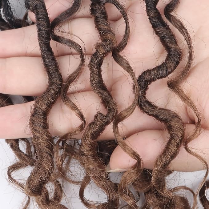 Goddess Locs Crochet Hair 12 Inch 9 Packs Synthetic Faux Locs Crochet Hair for Black Women, River Locs Hair Extensions Style Pre looped Crochet with Curly Ends