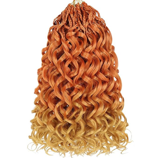 10 Inch Gogo Curl Crochet Hair 8 Packs Natural Black Ocean Wave Crochet Hair Deep Twist Pre-looped Goddess Box Braids Short Curly Water Wave Synthetic Braiding Hair for Women (16Strands/pack Torange#)