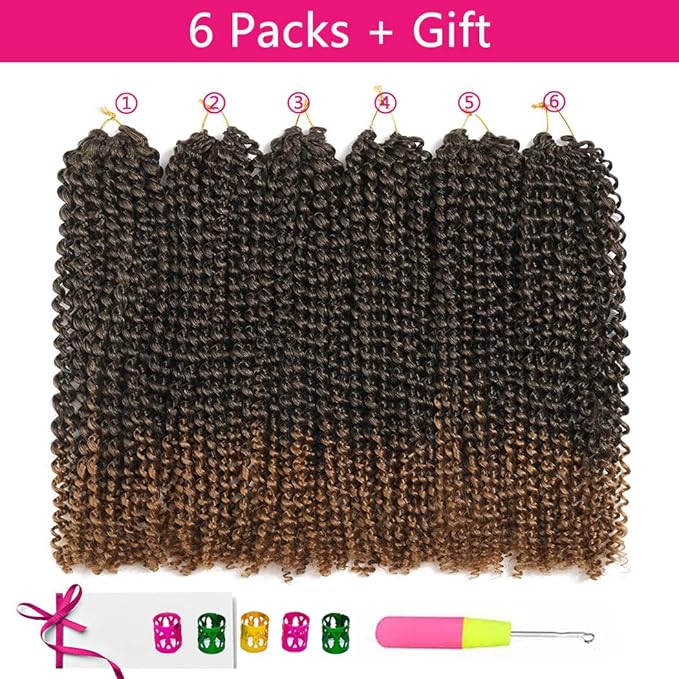 Passion Twist Hair 24 Inch Passion Twist Crochet Hair 6 Packs Water Wave Crochet Hair Passion Twist Hair Black Mixed Blonde Color Synthetic Hair Extensions for Women(24Inch,T27#）