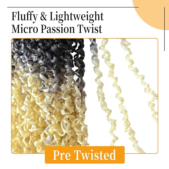 16 Inch Pre-Looped Yanky Twist Crochet Hair, 30 Strands/Pc, Mini Passion Twists, Senegalese Braiding Hair (OT613, 8 Pcs/Pack)