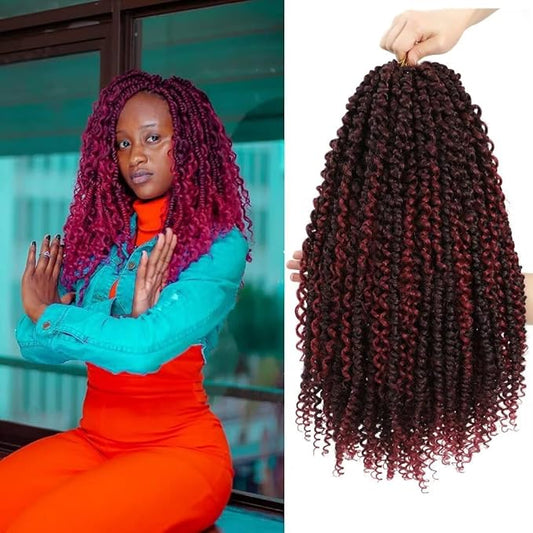Goddess Passion Twist Crochet Hair 18Inch 8Packs Ombre Boho Passion Twist Hair Pre-twisted Crochet Passion Twist Hair Prelooped Boho Crochet Hair for Black Women (8 Packs, #1B/BUG,18inch)