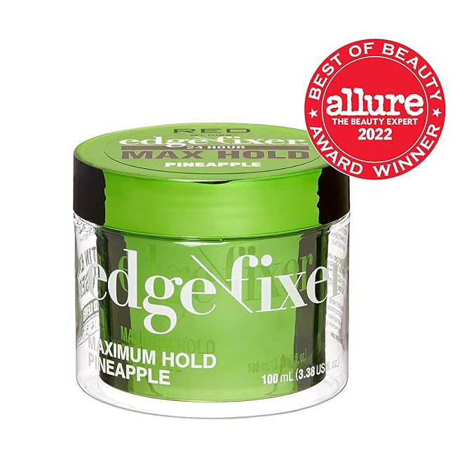 Red by Kiss Edge Fixer Hair Shine Gel, 24 Hour Max Hold, Non-Flaking, Biotin B7 Infused, Natural Styling, Professional Edge Control Wax, Perfect for Braiding (Pineapple)