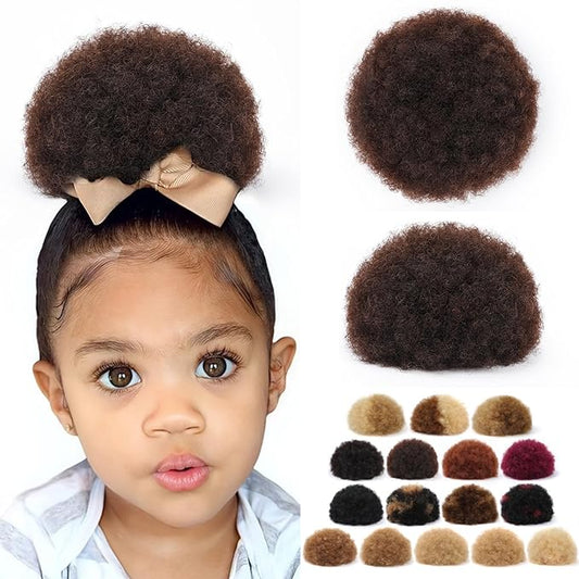 Afro Puff Kinky Curly Drawstring Ponytail #02 Dark Brown 100% Human Hair Durable Natural Soft and Smooth Human Hair Clip in Hair Extensions for Black Women