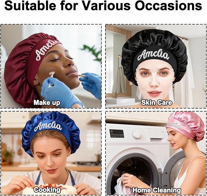 Custom Silk Bonnet for Sleeping Women Satin Bonnet Hair Wrap for Sleeping Band Sleep Night Head Cover for Curly Braid Fine