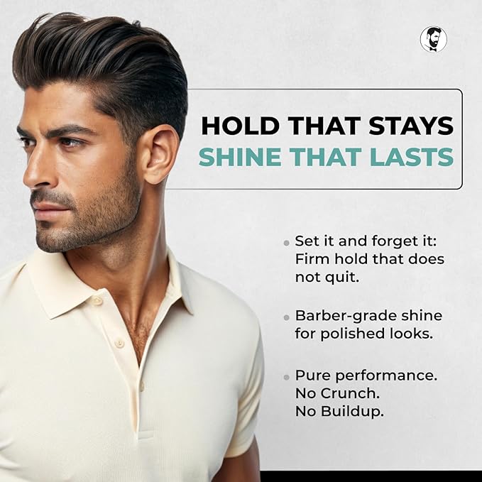 Gentlemen Republic 16oz Refined Hair Gel w/Pump - Professional Formula for 24 Hour Shine and Hold, Humidity Resistant, 100% Alcohol-Free and Never Flakes, Made in the USA