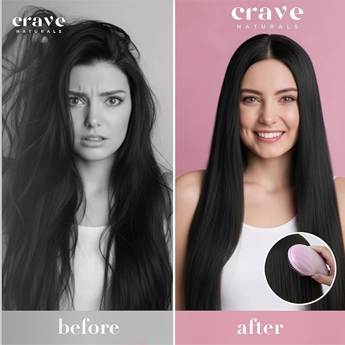 Crave Naturals Detangling Hair Brush Large Pink – Glide Thru Hair Detangler Brush for Women, Kids & Toddlers – Gentle Scalp Care, No-Pain Tangle-Free Hairbrush for All Hair Types