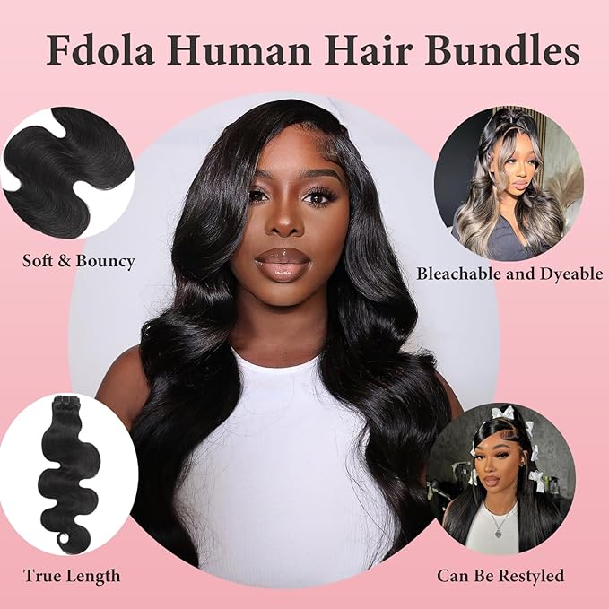 12A Human Hair Bundles 20 22 24 Inch Body Wave Bundles 100% Unprocessed Brazilian Virgin Human Hair Extensions Quick Weave Natural Black