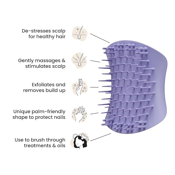 Tangle Teezer Scalp & Shampoo Hairbrush, to Exfoliate, Massage, and Cleanse, for All Hair Types, Lavender Lite Purple