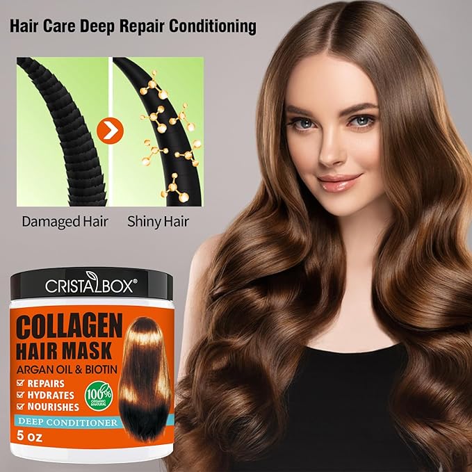 2 Pack Collagen Hair Mask & Keratin Hair Mask,Keratin Hair Treatment,Repair Treatment Deep Conditioning Hair Treatment Mask for Damaged Hair,Hydrating Conditioner with Argan Oil for Dry Hair | Argan Oil, Collagen, Biotin, Hair Treatment Mask