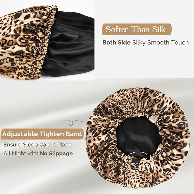 YANIBEST Silk Bonnet Satin Bonnet for Sleeping Women Men, Adjustable Double Layer Hair Bonnet for Curly Braids Reduce Frizz