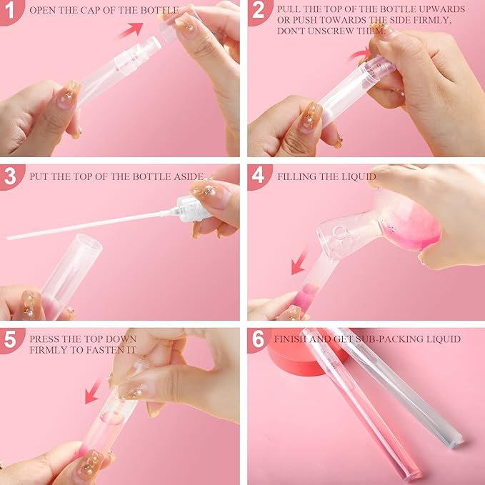 Fandamei Mini Spray Bottle, 10 Pack 10ml Plastic Spray Bottle, Fine Mist Refillable Perfume Bottle, Perfume Atomizer, Small Empty Sample Containers, Portable Travel Bottle