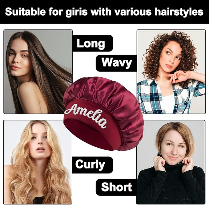 Custom Silk Bonnet for Sleeping Women Satin Bonnet Hair Wrap for Sleeping Band Sleep Night Head Cover for Curly Braid Fine