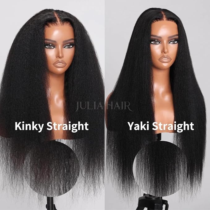 Julia Hair V Part Wig Human Hair Yaki Straight Glueless Wigs for Women 12A Briazilian Remy Hair Upgrade U Part Wig No Glue No Leave Out Beginner Friendly Natural Color 24 Inch Yaki Wig