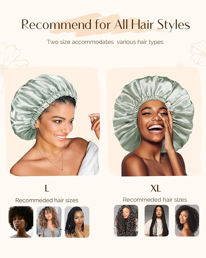 YANIBEST Silk Bonnet Satin Bonnet for Sleeping Women Men, Adjustable Double Layer Hair Bonnet for Curly Braids Reduce Frizz