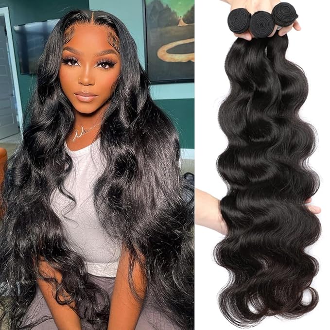 Brazilian Virgin Human Hair Bundles Body Wave 10A Grade 100% Unprocessed Human Hair 3 Bundles Hair Extensions for Black Women Natural Color 20 22 24 Inch