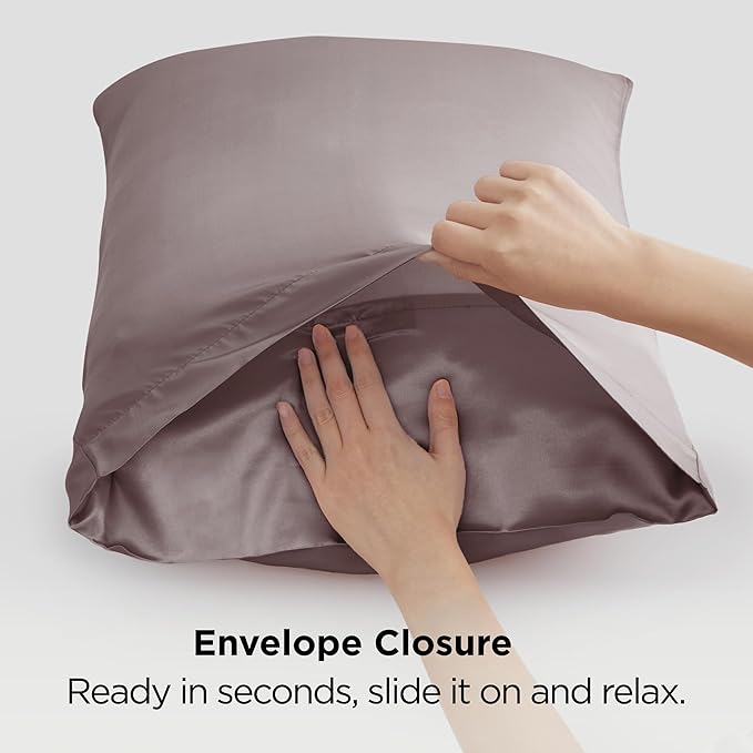 Bedsure King Size Satin Pillowcase Set of 2 - Dusty Rose Silky Pillow Cases for Hair and Skin with Envelope Closure, Similar to Silk Pillow Cases, Gifts for Women Men, 20x36 Inches, 2pcs