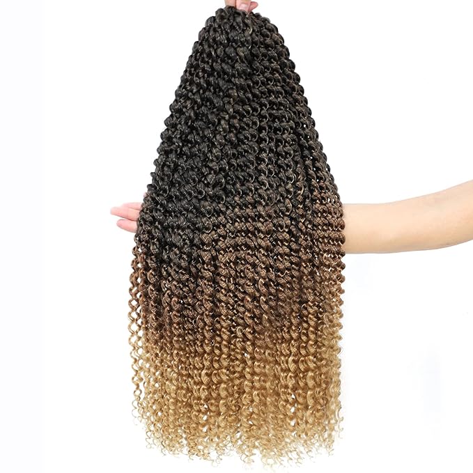 Passion Twist Hair 20 Inch 8 Packs Water Wave Crochet Hair Curly Braiding Hair For Butterfly Locs Long Bohe Crochet Braids (20 Inch (Pack of 8), 1B/30/27)