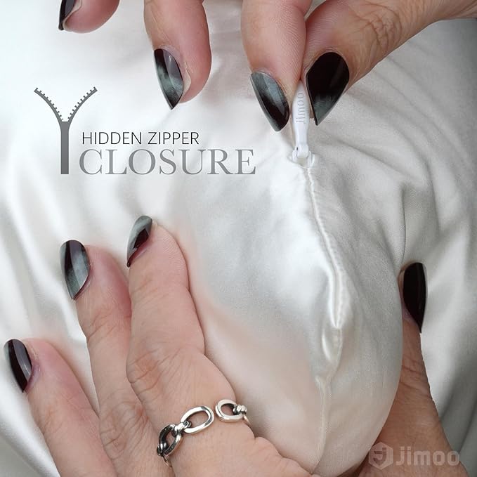 100% Mulberry Silk Pillowcase for Hair and Skin, 22 Momme Pure Natural Silk Pillow Case Both Sided with Zipper, Pillow Cover for Women Mom Men (Ivory White, King 20''×40'', 1 Pack)