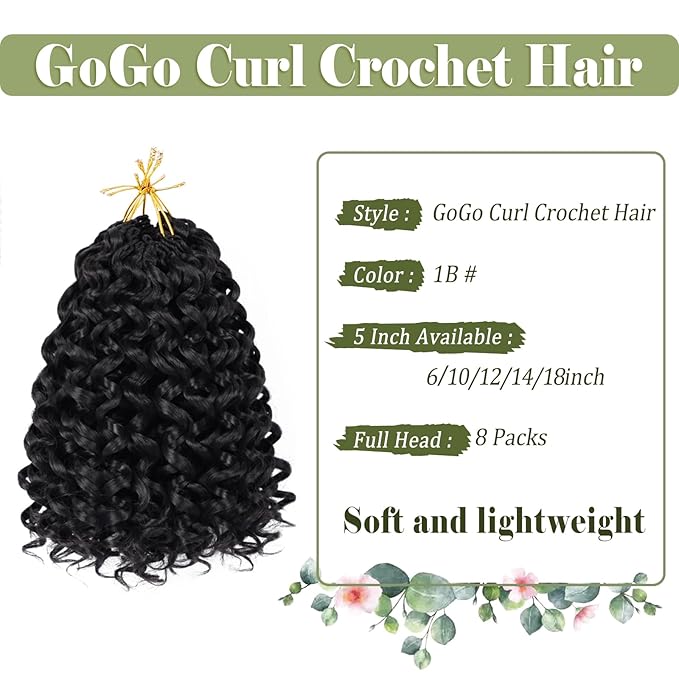 Vomella GoGo Curl Crochet Hair for Women 8 Packs10 Inch Water Wave Curly Crochet Hair Short Beach Curl Synthetic Deep Twist Crochet Hair Extensions(1b#)