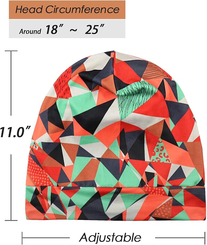 Adjustable Satin Lined Sleep Cap for Dreadlocks Curly Hair Large Head-Stay On Overnight