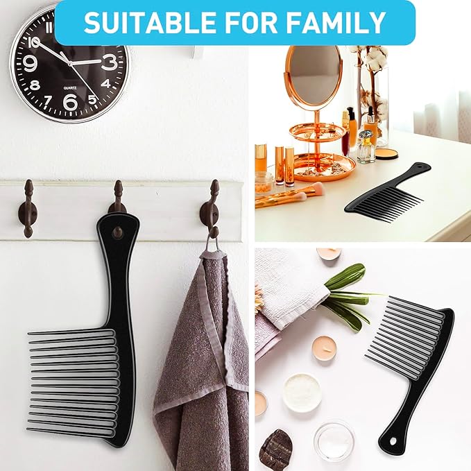Wide Tooth Comb, Large Thickened Hair Comb, Shower Combs for Wet Curly Straight Hair, Round Comb Teeth, no Hair Damage, Black