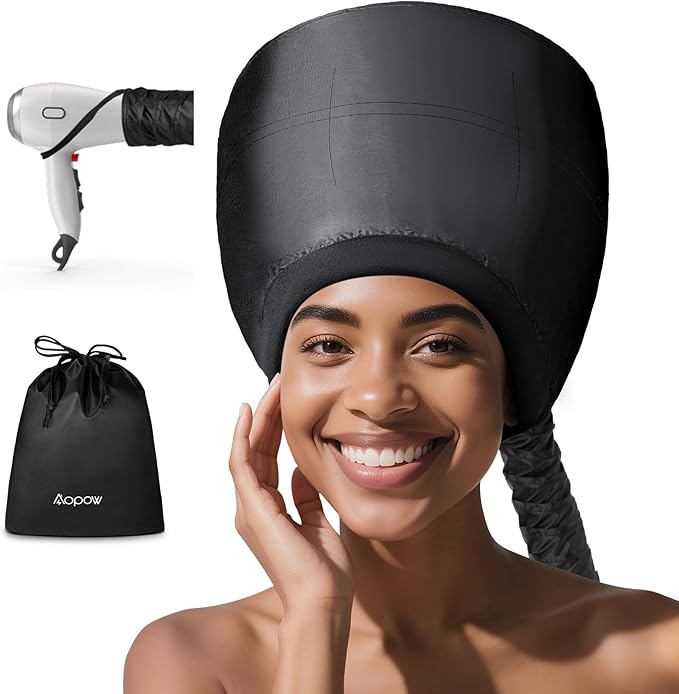 Hooded Hair Dryer for Deep Conditioning - Headband Integrated Hair Bonnet Diffuser Cap Speeds Up Drying Time Adjustable Hair Dryer Caps Safety at Home Fast Drying Portable