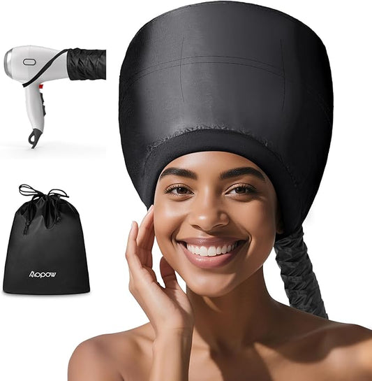 Hooded Hair Dryer for Deep Conditioning - Headband Integrated Hair Bonnet Diffuser Cap Speeds Up Drying Time Adjustable Hair Dryer Caps Safety at Home Fast Drying Portable