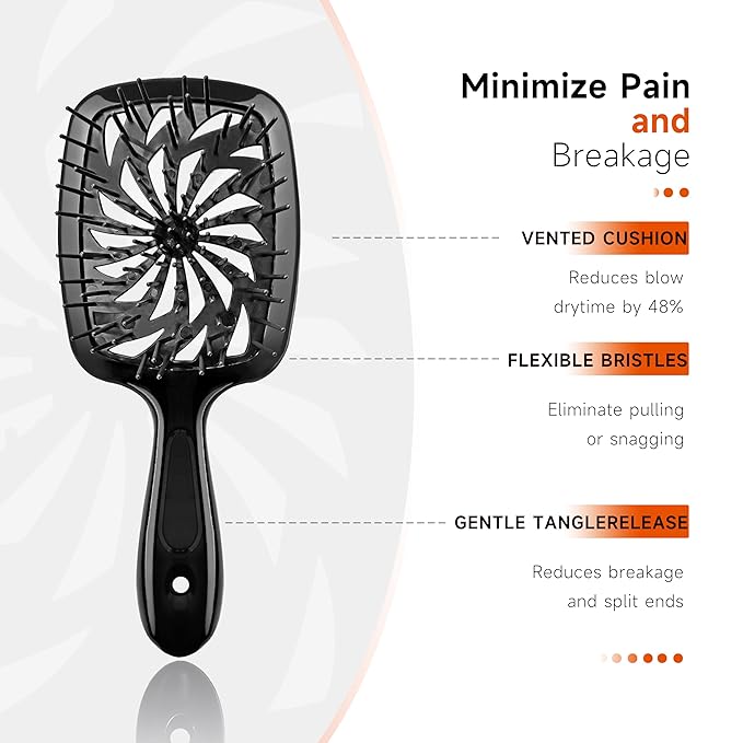 11 Pcs Hair Brush Set, Detangle Hair Brush And Spray Bottle, 3 Pieces Smooth Hairbrush For Toddlers, Suitable For Wet and Dry Hairstyles, Suitable For Adults And Children(Black)