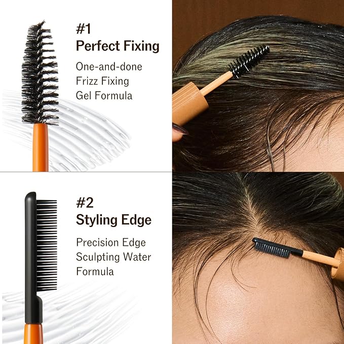 Hype Fit Hair Mascara – Flyaway Slick Stick & Edge Control with Dual-Brush Design for Precision Styling, Lightweight Non-Greasy Natural Hold, Easy-Wash Formula