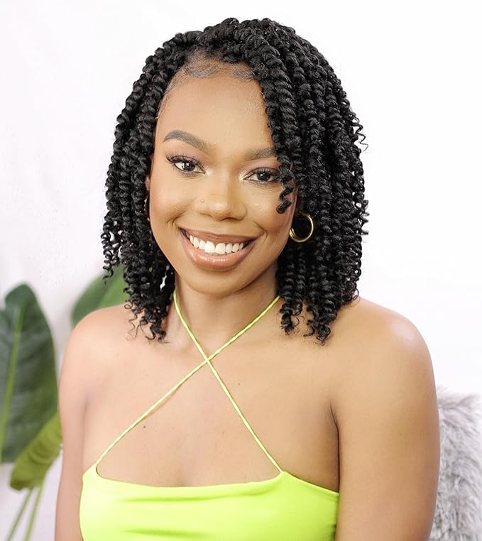 Passion Twist Crochet Hair 8Inch Passion Twist Hair 8 Packs Pre-Twisted Short Passion Twist Crochet Hair for Black Women Soft Curly Crochet Hair 1B