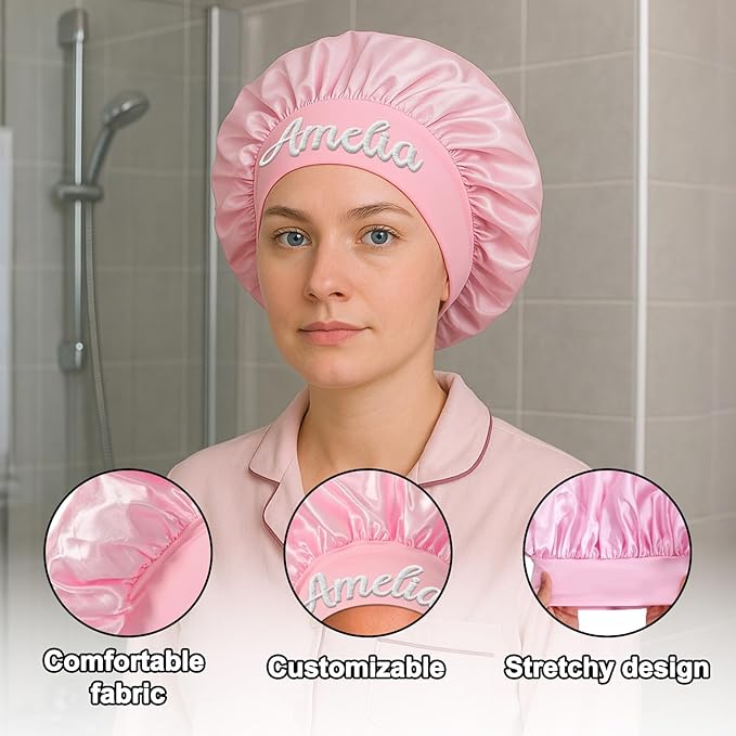 Custom Silk Bonnet for Sleeping Women Satin Bonnet Hair Wrap for Sleeping Band Sleep Night Head Cover for Curly Braid Fine