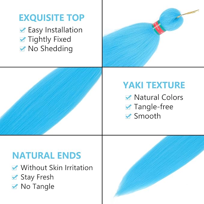 Ombre Blue Pre stretched Braiding Hair 2 Packs Pre feathered Braid Hair Extensions 30 Inches Kanekalon Hair Braids