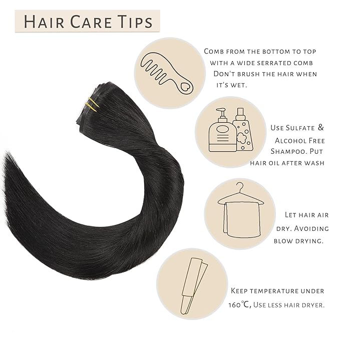 Caliee 22Inch Invisible Seamless Clip in Human Hair Extensions 7Pcs 100% Real Human Hair Jet Black Clip In Hair Extensions Straight Not Tangled PU Weft Clip in Human Hair Extensions for Women 110G