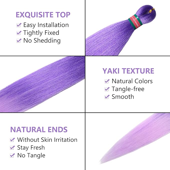 Purple Mix Pre stretched Braiding Hair 2 Packs Pre feathered Braid Hair Extensions 30 Inches Hair Braids