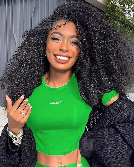 22 Inch Kinky Curly Half Wig Human Hair 3 In 1 Seamless Flip Over Half Wigs Human Hair Glueless Wear and Go 220 Density Beginner Friendly Drawstring Headband Wig for Women (KC Half Wig, 22 Inch)