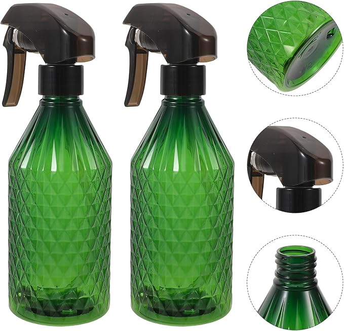 2pcs Continuous Spray Bottle for Hair - Fine Mist Mister with Steel Ball Refillable 6. 7oz Hair Water Sprayer for Salon, Barber, Or Home Use Green
