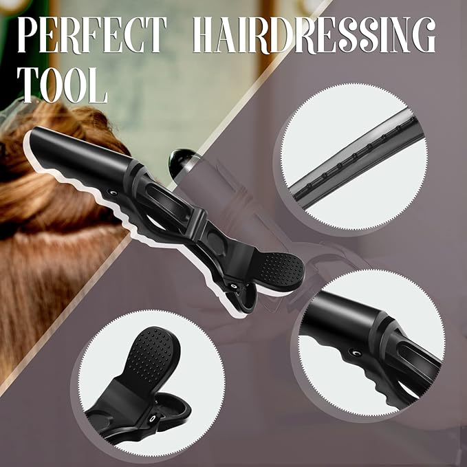 MTLEE 80 Pack Alligator Wide Teeth Hair Sectioning Clips for Women Home Styling (Black)