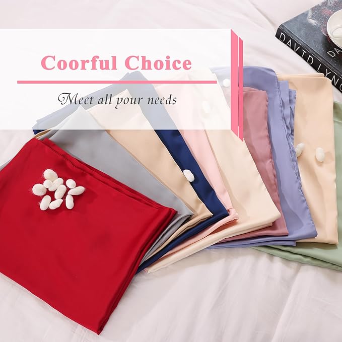 100% Pure Silk Pillowcase 2 Pack for Hair and Skin, Both Sides 23 Momme Grade 6A+ Mulberry Silk Pillowcases with Hidden Zipper, Soft&Smooth Cooling Pillow Cases (Gray, King 20x36)