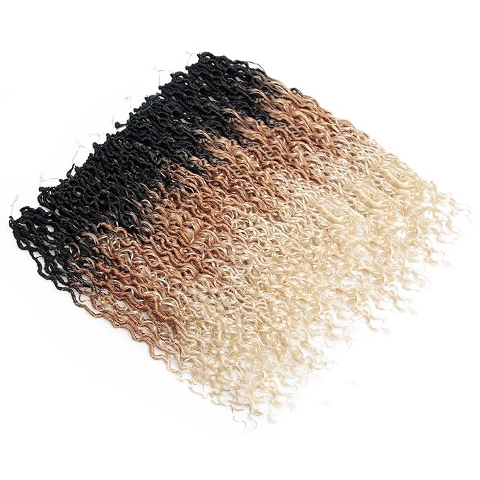 8Packs Goddess Locs Crochet Hair 22Inch Crochet Locs,Boho Faux Loc With Curly Ends River Hippie Bohemian Loc Crochet Hair for Black Women(OT27/613, 22inch(Pack of 8))