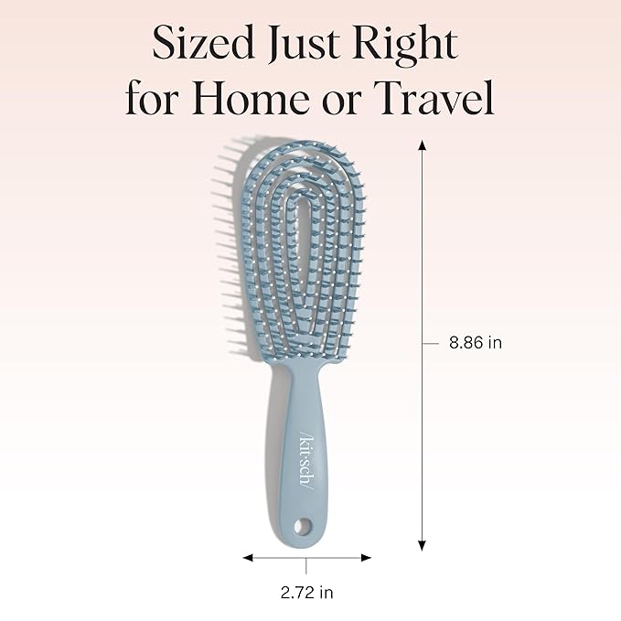 Kitsch Detangler Brush – Flexible Curly Hair Brush for Women, Men & Kids | Detangling Hairbrush with Bendable Frame and Ultra-Smooth Bristles for Wet or Dry Strands - Haze Blue