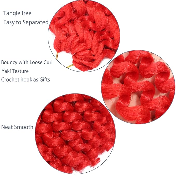 Red Short Jamaican Bounce Crochet Hair 5 Packs 2X Ringlet Wand Curl Crochet Hair 8 Inch Curly Crochet Hair Extensions Curly Crochet Braiding Hair 100 Roots