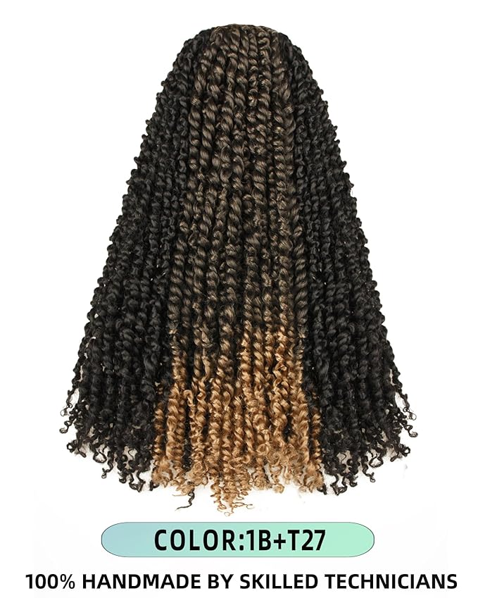 20 Inches 8 Packs crochet twists pre looped，Mixed Colors Combo Pack(6 packs 1B+ 2 pack T1B/27),Passion Twist Crochet Hair-Super Long Pre-twisted Pre Looped Hair Extensions(20"-8 Packs,1B+T27)