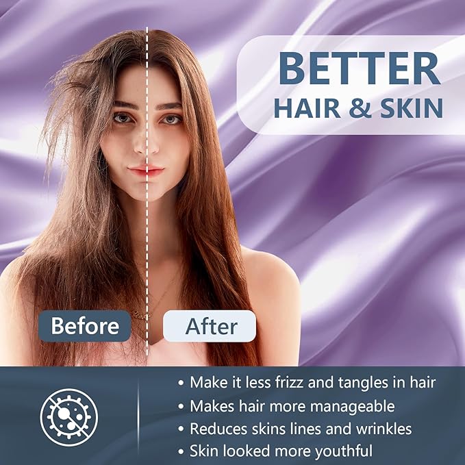 Silk Pillow Cases Queen Size 100% Mulberry Silk Pillowcase for Hair and Skin 22 Momme Both Side Grade 6A Silk Cooling Soft Breathable 20 x 30 Inches with Hidden Zipper 1PC, Lavender