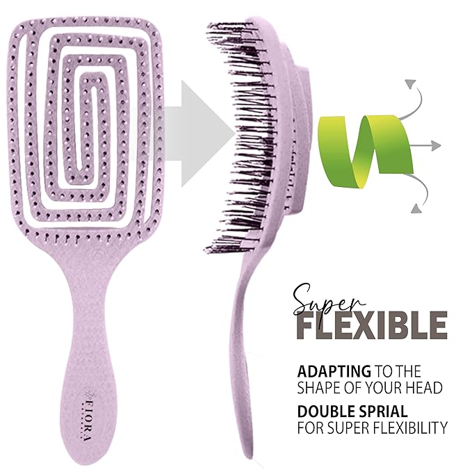 Fiora Naturals Paddle Hair Brush for Thick Hair - Detangler Brush for women - Vented Hairbrush for Gentle Detangling, Best Hair Brush for Wet or Dry Hair - Pink