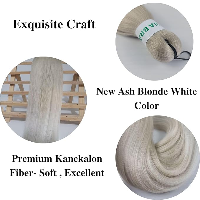 Ash Grey Blonde Braiding Hair Pre stretched Ez Braids Hypoallergenic Knotless Prestretched Braiding Hair for Twist Box Braids Yaki Texture