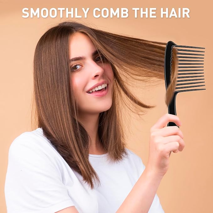 Wide Tooth Comb, Large Thickened Hair Comb, Shower Combs for Wet Curly Straight Hair, Round Comb Teeth, no Hair Damage, Black