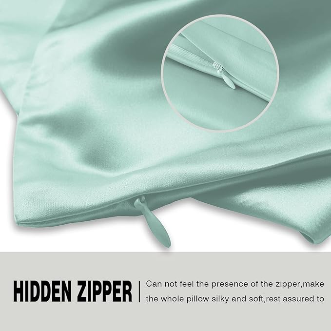 SUATIEN Mulberry Silk Pillow Cases Queen Size Silk Pillowcase for Hair and Skin with Zipper Soft Breathable Smooth Cooling Silk Pillow Case for Sleeping,Gifts for Women (Sage Green,20"X 30",1Pcs)