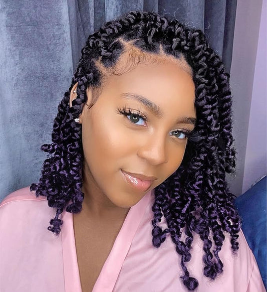Passion Twist Crochet Hair 10Inch Passion Twist Hair 8 Packs Pre-Twisted Passion Twist Crochet Hair for Black Women Soft Curly Crochet Hair Tpurple