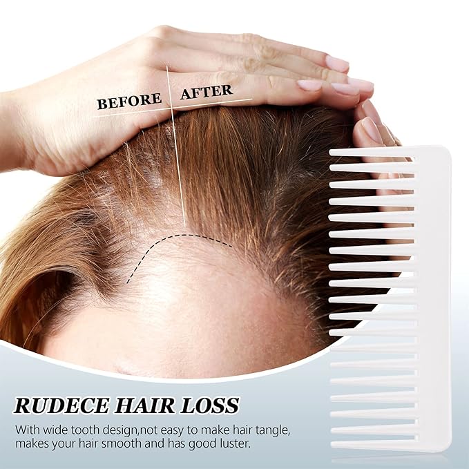 Patelai Wide Tooth Comb Large Hair Detangling Comb for Curly, Wet Dry Hair, No Handle Detangler Accessories(Transparent White)